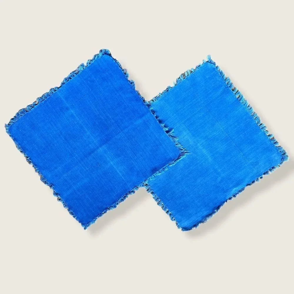 Vintage Set of 2 Blue Placemats/ Doilies/ Napkins